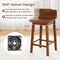 Set of 2 24.5" Swivel Wooden Bar Stools with Low Back and Rubberwood Legs